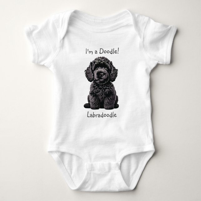 Baby Shower Niedlich Labradoodle Welpe - Ich bin e Baby Strampler (Vorderseite)
