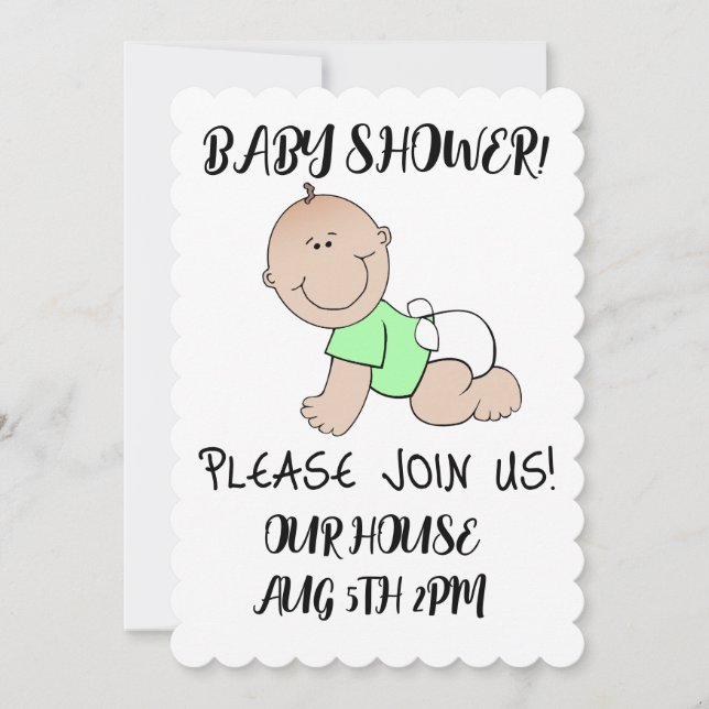 BABY SHOWER NIEDLICH SCRIPT CUSTOM EINLADUNGEN (Vorderseite)