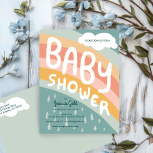 BABY SHOWER Niedliche Wolken Regenbogen Regen Cust Einladungspostkarte