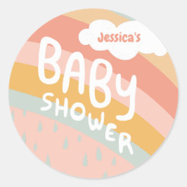 BABY SHOWER Niedliche Wolken Regenbogen Regen Cust Runder Aufkleber