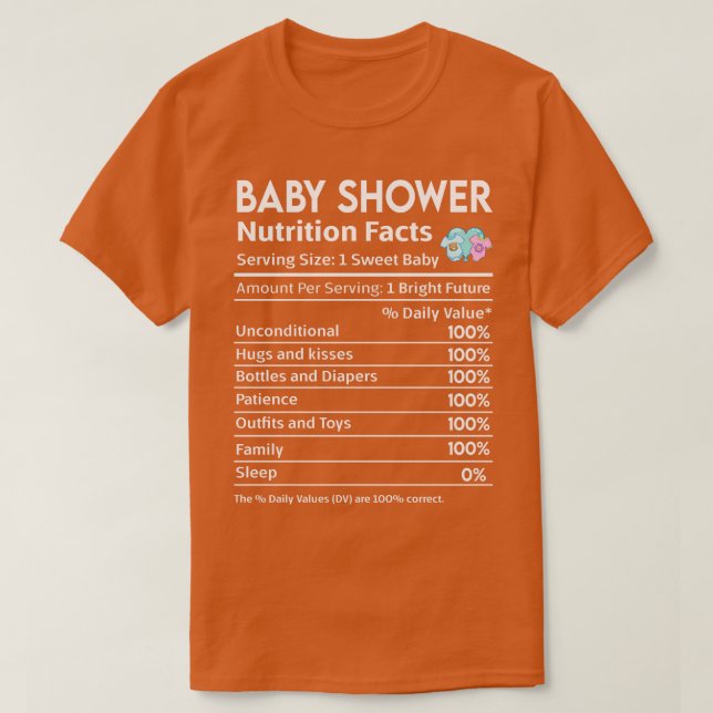 Baby Shower Nutrition Facts Label T-Shirt (Design vorne)