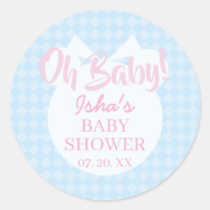 Baby-Shower Oh Baby Rund-Aufkleber Runder Aufkleber