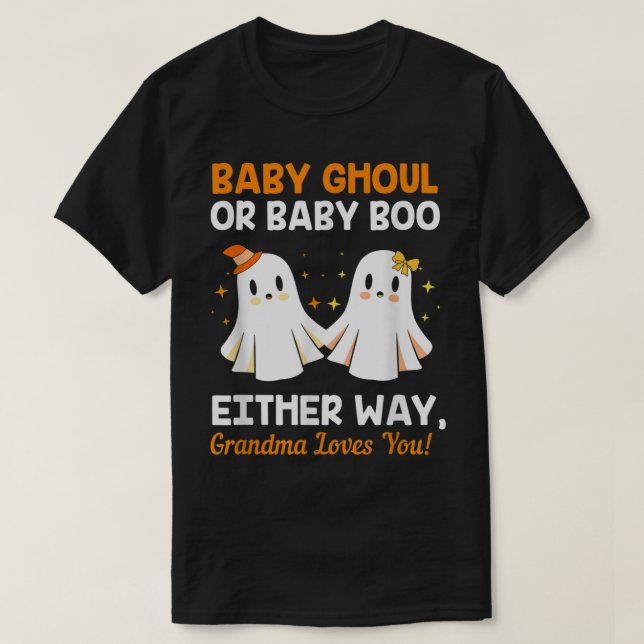 Baby Shower Oma Halloween Gender Reveal Booy O T-Shirt (Design vorne)