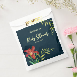 Baby Shower Orange Lily Illustration Navy Geschenktütchen