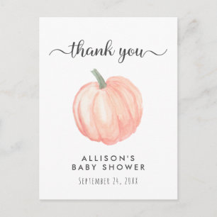 Baby Shower Orange Pumpkin Vielen Dank Postkarte