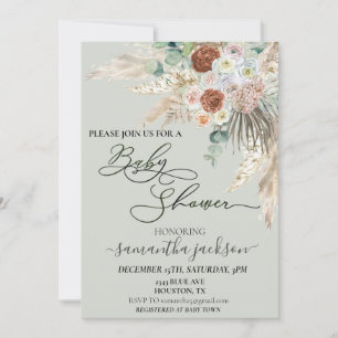 Baby Shower Pampas Gras Boho Aquarell Einladung