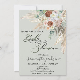 Baby Shower Pampas Grass Boho Watercolor Einladung