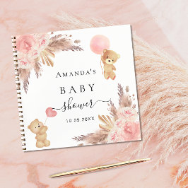 Baby Shower pampas grass rose gold teddy Notizbuch
