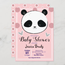 Baby Shower Panda Gesicht und Pink Polka Dots