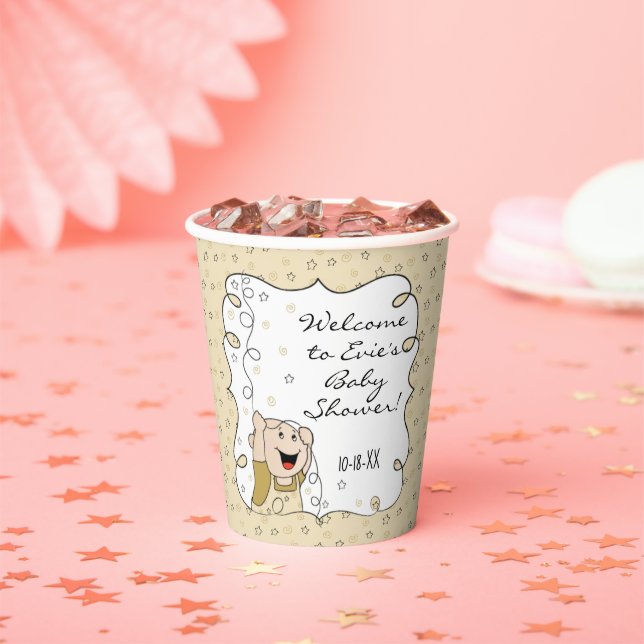 Baby Shower Paper Cups "Gold Star Baby" 8 oz. Pappbecher (Insitu)