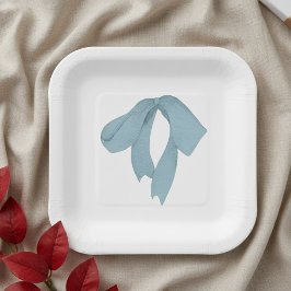 Baby Shower Paper Plates for Boy – Blue Bow Pappteller
