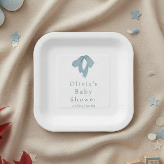 Baby Shower Paper Plates for Boy – Blue Bow Pappteller