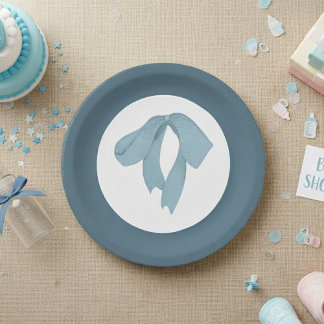 Baby Shower Paper Plates for Boy – Blue Bow Pappteller