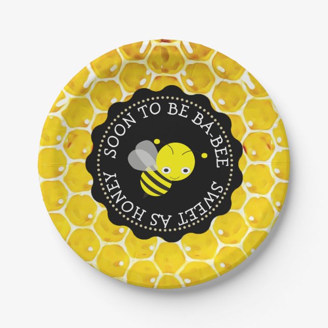 Baby Shower Paper Teller mit Honey Bee Theme (Vorderseite)