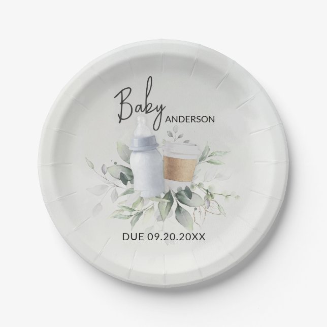 Baby Shower Paper Tellers Baby ist Kaffeepause Pappteller (Vorderseite)