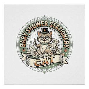 Baby-Shower-Papierkatze Baby-Shower-Papier Poster