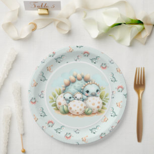 Baby-Shower-Papierplatte Dinosaurier Dino-Mite-Par Pappteller