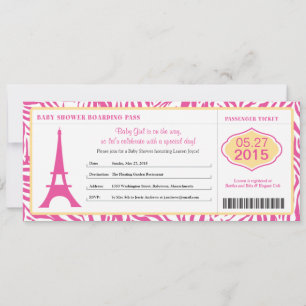 Baby Shower Paris Boarding Pass Einladung