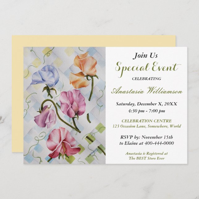 BABY SHOWER PARTY EVITE EINLADUNG (Vorne/Hinten)