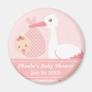 Baby Shower Party Favour - Storch liefert Baby Mäd Magnet