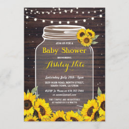 Baby Shower Party Jar Wood Sonnenblumenfireflies Einladung