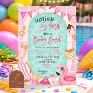 Baby Shower Party Mädchen mit rosa Schwimmbad Einladung