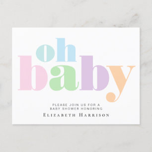 Baby Shower Pastel Typografie Einladungspostkarte
