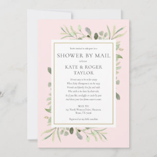 Baby Shower per Post Baby Shower Rosa Grünpflanzen Einladung
