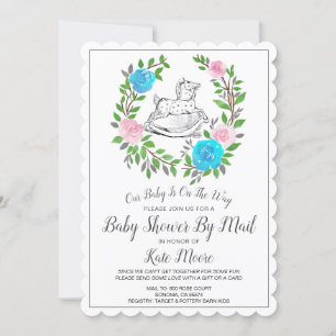 Baby Shower per Post Floraler Kranz Schaukelpfer Einladung