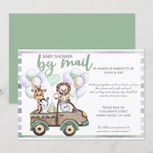 Baby Shower per Post Safari-LKW und niedliche Tier Einladung