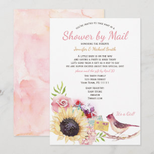 Baby Shower per Post Sonnenblume Woodland Mädchen Einladung