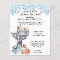 Baby Shower Per Post Wasserfarben Füchse Blau Einl