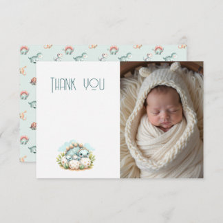 Baby Shower Photo Thank You Note Dinosaur Dino Dankeskarte