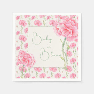 Baby Shower 'Pink Carnation Baby in Bloom' Serviette
