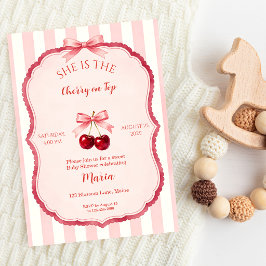 Baby Shower 'Pink Coquette Cherry on Top' Einladung