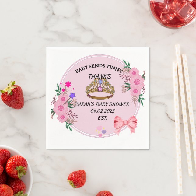 BABY SHOWER PINK FLORAL NAPKINS SERVIETTE (Beispiel)