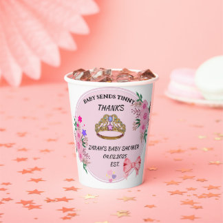 BABY SHOWER PINK FLORAL PAPIER CUPS PAPPBECHER