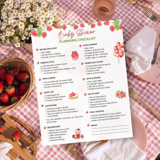 Baby-Shower-Planungscheckliste | Erdbeerthema (Von Creator hochgeladen)