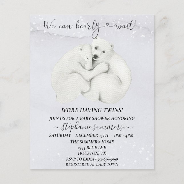 Baby Shower Polar Bären Cubs Winter Twins (Vorderseite)