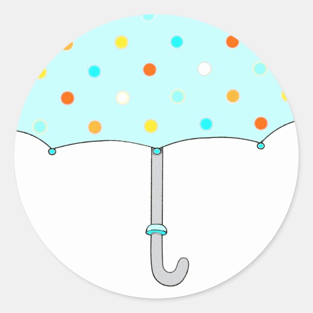 Baby Shower Polka Dot Umbrella Runder Aufkleber (Vorderseite)