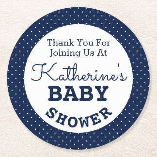Baby Shower Polka Dots Runder Pappuntersetzer