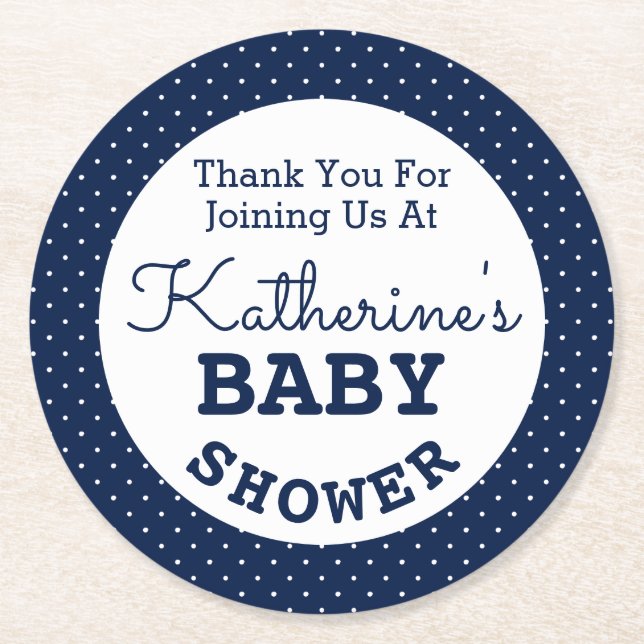 Baby Shower Polka Dots Runder Pappuntersetzer (Vorderseite)
