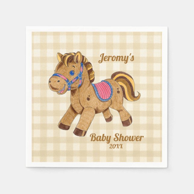 Baby-Shower-Pony-Unterlage Serviette (Vorderseite)