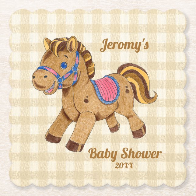 Baby-Shower-Pony-Unterlage Untersetzer (Vorderseite)