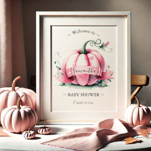 Baby Shower Poster für Mädchen mit Kürbis-Motiv