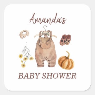 Baby Shower Pumpkin Minimalistisch Baby Quadratischer Aufkleber
