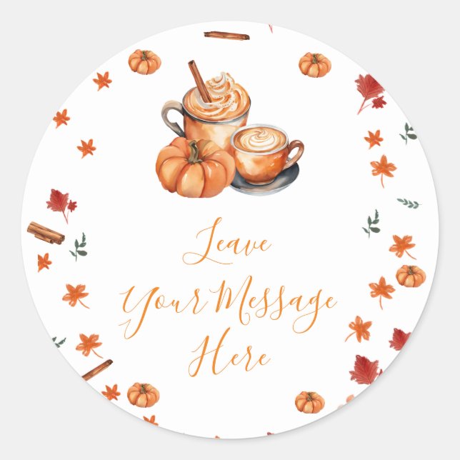 Baby Shower Pumpkin Speckkaffee Liebe Ihre Nachric Runder Aufkleber (Vorderseite)