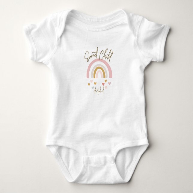 Baby Shower Rainbow Hearts Pink Strampler (Vorderseite)