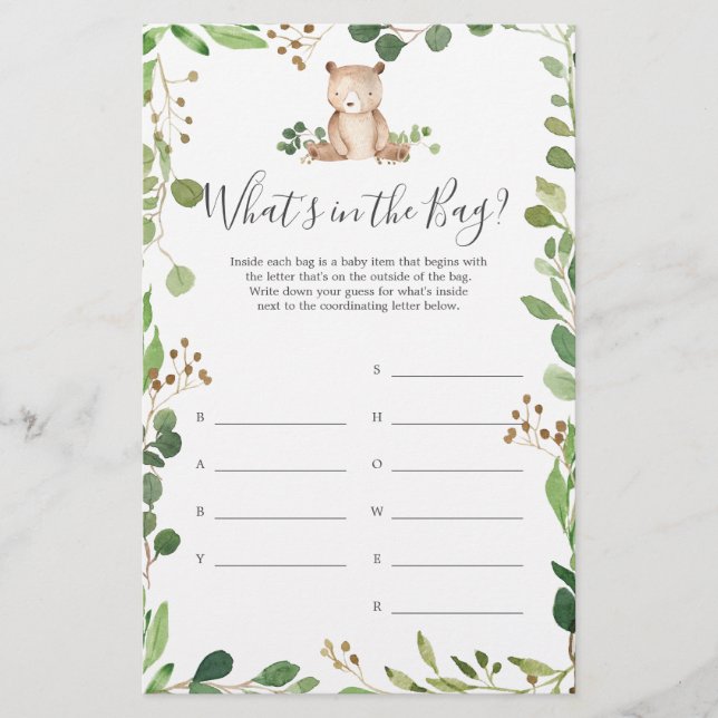 Baby Shower rät, was im Bag Game ist (Vorderseite)
