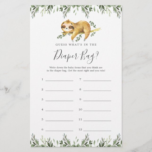 Baby Shower rät, was in der Windelbeutel ist (Vorderseite)